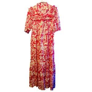 Vintage Island Fashion Hawaii tropical pink kaftan mumu